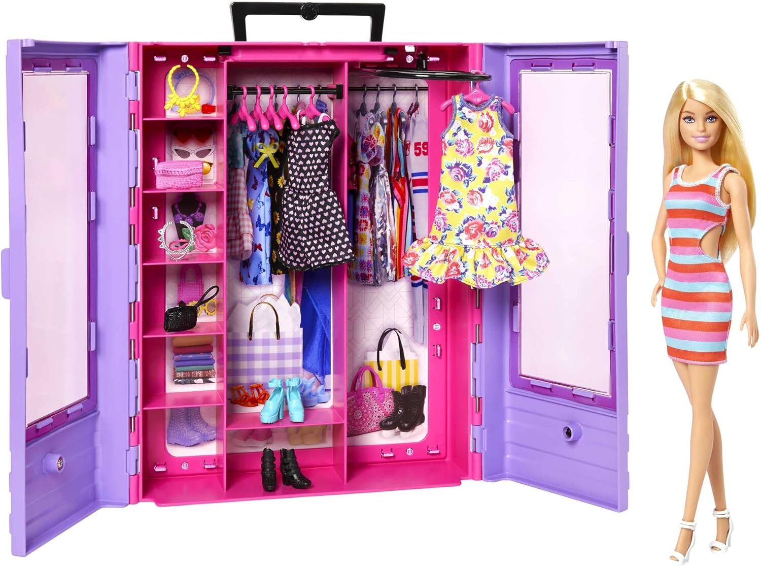 Barbie Fashionistas Armadio Moda Look Playset con bambola, richiudibile e...