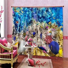 Blue Ocean Nice Partly Neat Printing 3D Blockout Curtains Fabric Window