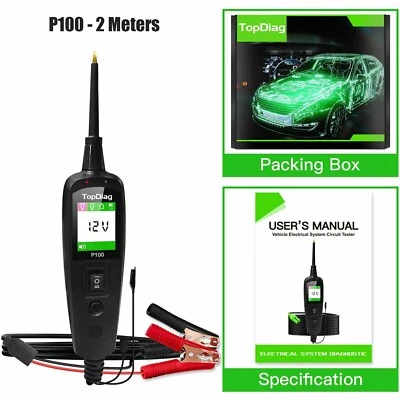 TopDiag P100 12V 24V Auto Circuit Tester Power Probe Diagnostic + 2 Meter Cable