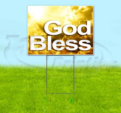 GOD BLESS 18x24 Yard Sign Corrugated Plastic Bandit Lawn Business USA