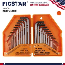 Allen Wrench Set, 30Pcs Premium Hex Key Set SAE 0.028-3/8 inch, Metric 0.7-10 mm