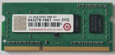 Transcend 1GB DDR3,1xRx8, 1066 SO, 643278-1661, bitte Beschreibung lesen