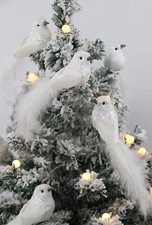 12 Pack Birds Ornaments for Christmas Tree Clip on Artificial White Dove Birds