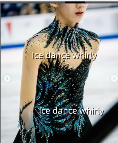 113 robe de patinage personnalisée verte et noire jupe de patinage sur glace - Photo 1 sur 14