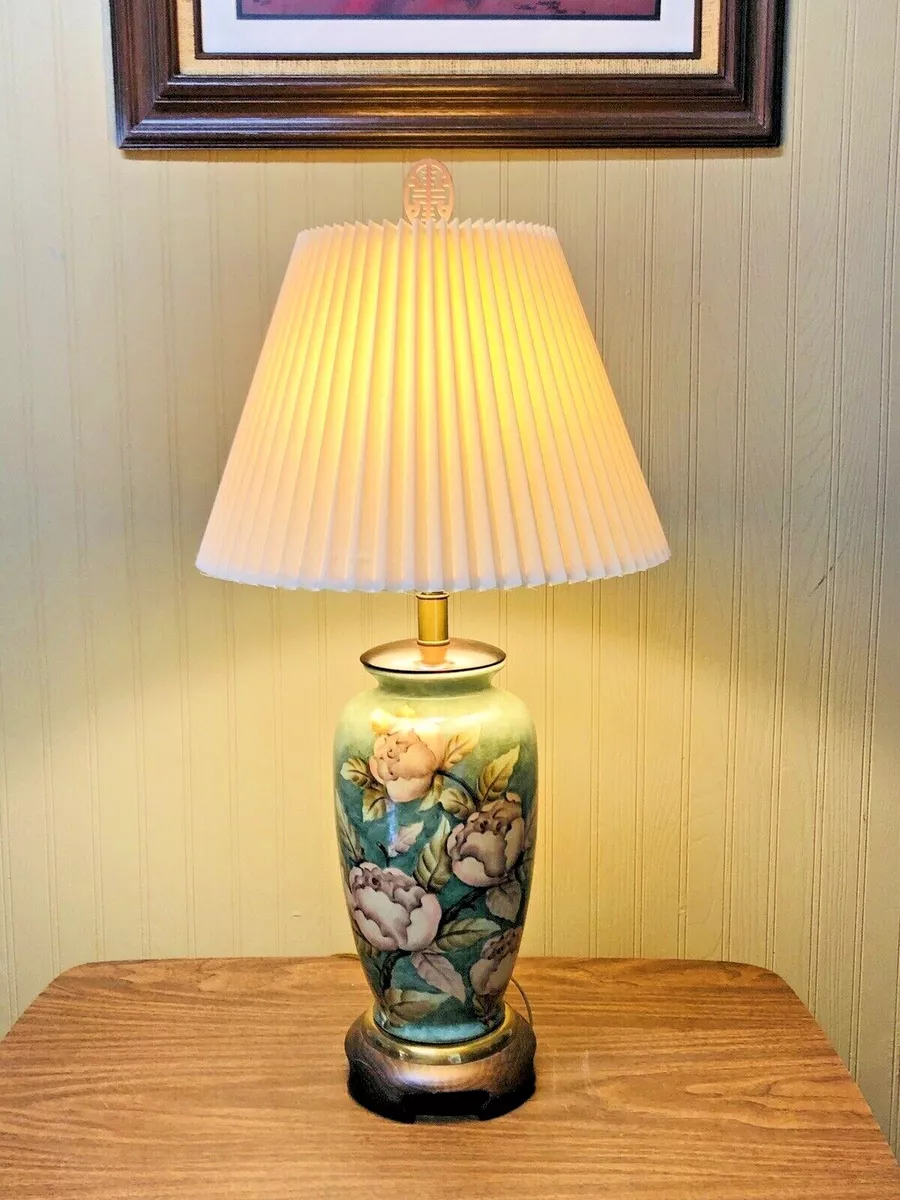 Vintage Frederick Cooper Granny Chic Chinoiserie Table Lamp 3 Way Switch