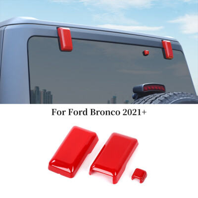 3x Red Tailgate Rear Window Glass Hinge Cover Trim Decor For Ford Bronco 2021+