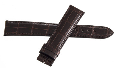Lucerne 18mm x 16mm Shiny Dark Brown Alligator Leather Watch Band Strap