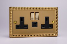 Varilight Classic Georgian Brass Effect Range - Black Inserts & Brass Switches