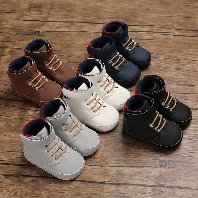 Baby Boys Pram Shoes Infant Child First Step Booties High Top Boots ...