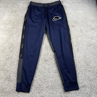 Nike Sportswear Pants Mens Medium Black Blue Joggers Zip-Pockets Sport Pack