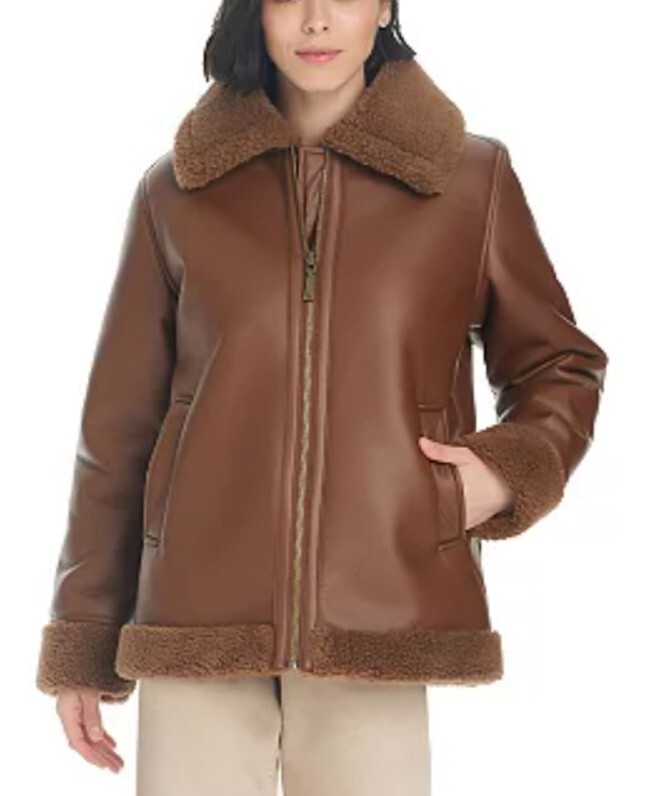 Koolaburra by UGG Vegan Leather Sherpa Coat Jacket wi… Gem