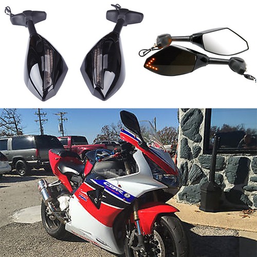 Motorcycle LED Turn Signal Mirrors For Honda CBR 600 F4i 954RR F1 F2 Hurrican HS - Picture 1 of 9