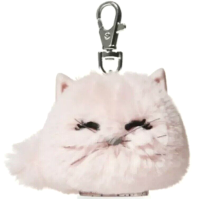 Bath & Body Works Pink Cat Pom Pocketbac Sanitizer Holder Furry