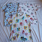 3pc vintage Women's L Scrub Tops Nursing BETTY BOOP Raggedy Ann POWERPUFF GIRLS