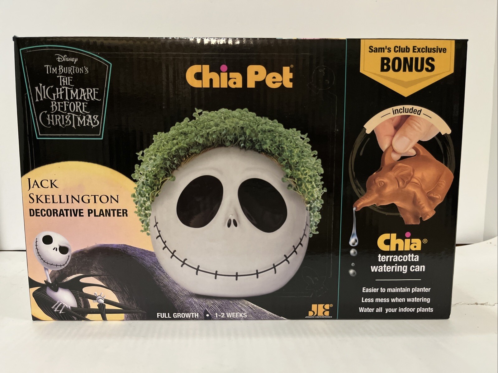 Chia Pet Handmade Decorative Planter with Watering Can - Jack Skellington