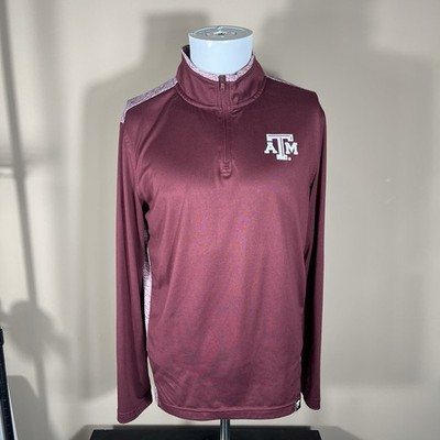 Texas AM Aggies 1/4 Zip Pullover Mens Medium Maroon Stretch Football