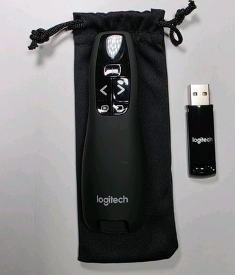Logitech R400 Wireless Presenter Clicker Remote Red Laser Pointer with Pouch