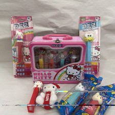 Hello Kitty Pez Dispenser LOT - 4 Pc Tin Box Set plus 6 others. 10 items total