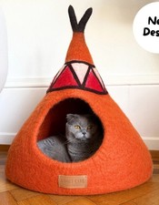 Teepee Wooly Cat Cave/ Cat Bed  Handcrafted 1...
