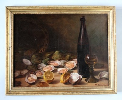 Hans Christian Jensen (1836 1903) Stillleben mit Austern