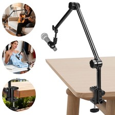 Adjustable Mic Boom Arm Extendable Arm Microphone Desk Mount w/3/8" 5/8" Adapter