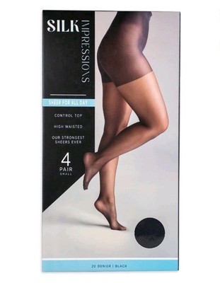 Silk Impressions 20 Denier Sheer Tights Control Top Pantyhose for Women Size XXL