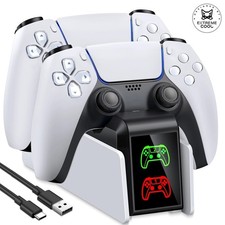 FC400 PS5 Controller Charger Dual Dock LED Stand Charging Station