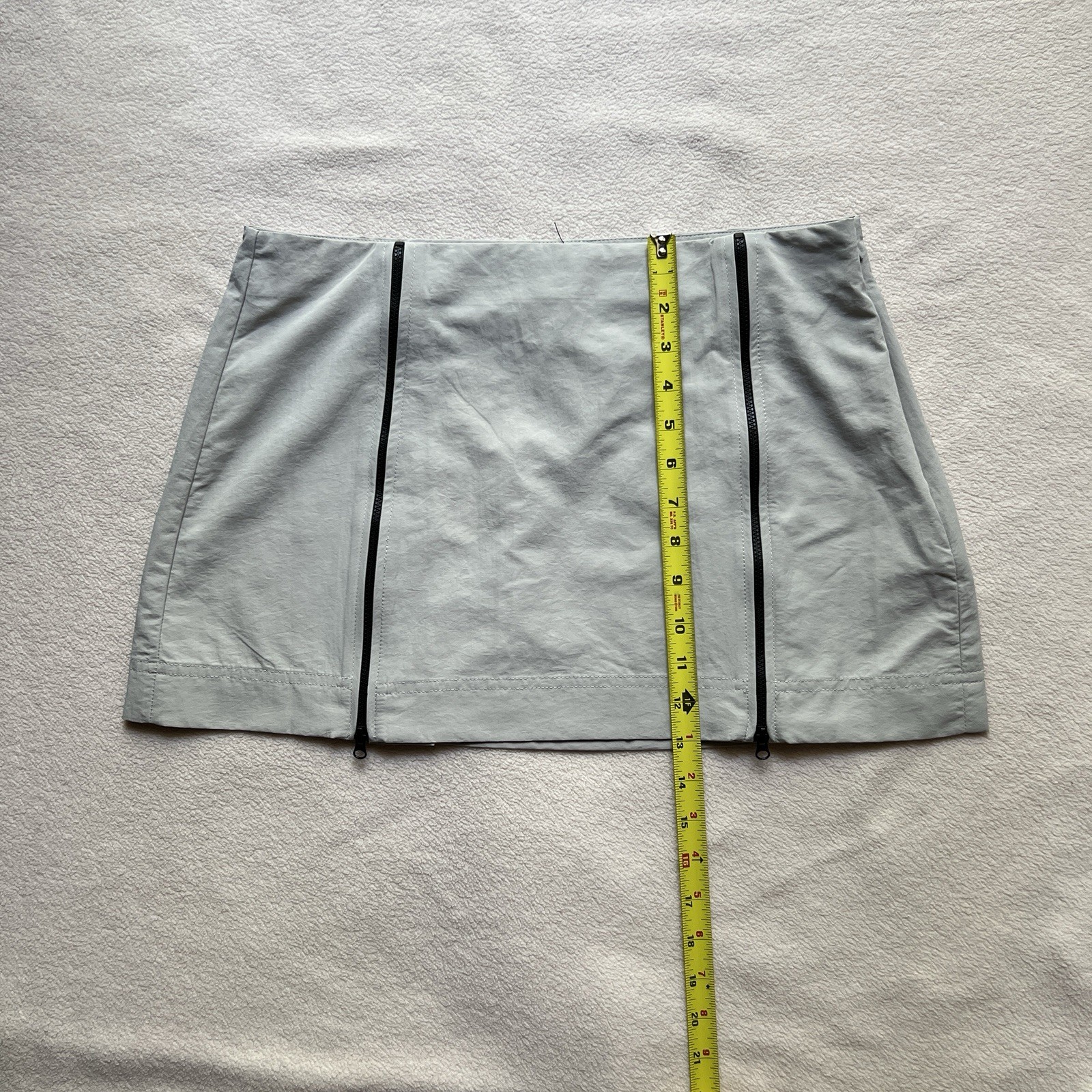 Zara Retro Mini Skirt Ziper Detail Light Gray Women's Size L thumbnail 12