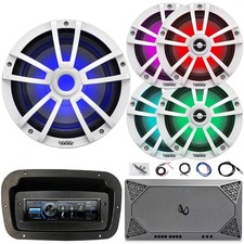 Complete Marine Audio Package: JVC 1DIN Receiver, 4x 6.5" Speaker, Sub, Amp Kit