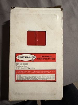 Cleveland CLE-FORGE HSS Fractional Drill Bit Set 1/16  1/2 by 64ths USA COMPLETE
