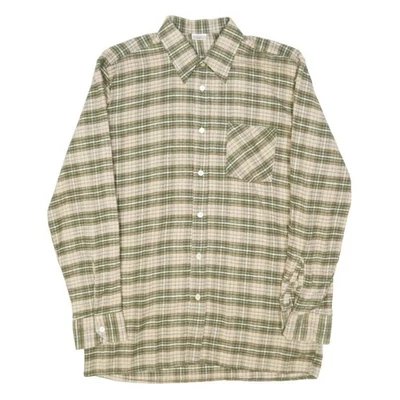 Chemise Homme À Carreaux Vert & Crème M Manches Longues Coton Mélangé Classique - Photo 1/4