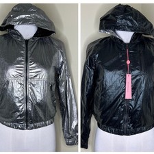Blank NYC Reversible Jacket Medium Girls Silver Black Metallic Foil Packable New
