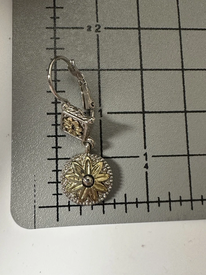 Pendientes colgantes de latón y plata 1928 con palanca trasera Foto 4 de 4