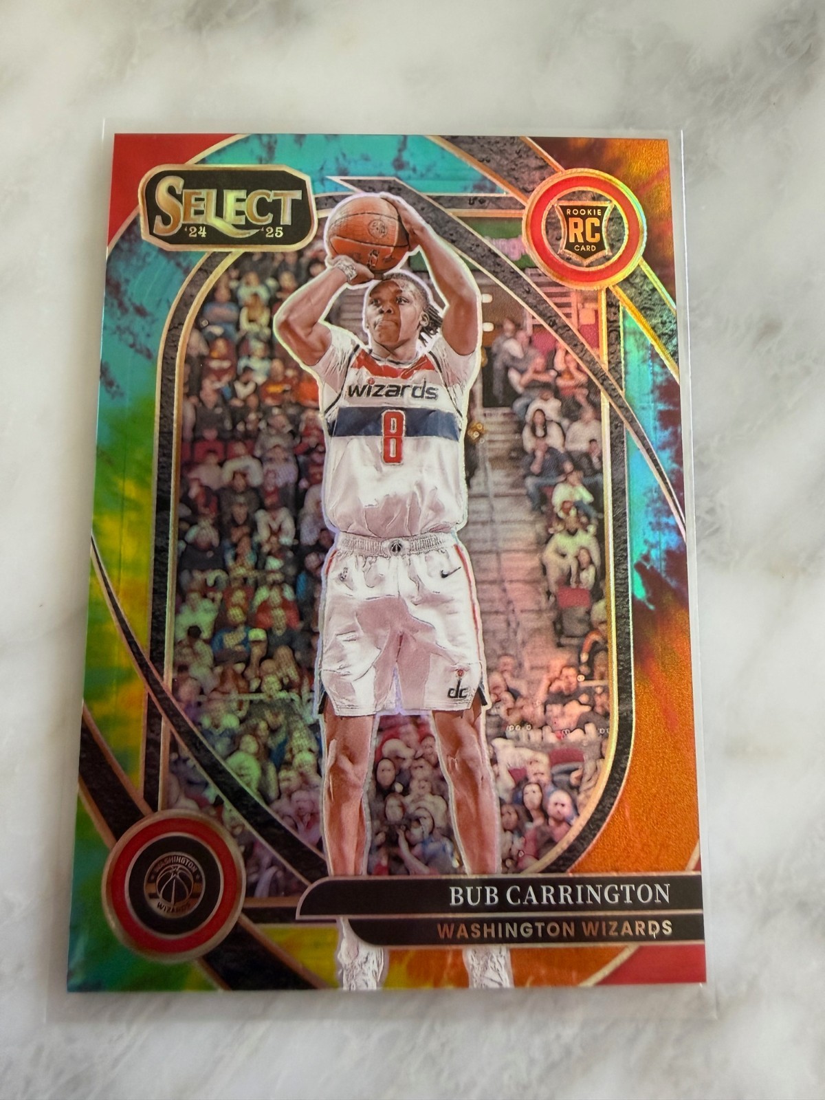 2024-25 Select Bub Carrington RC COURTSIDE Tie Dye Prizm #08/25 Jersey number