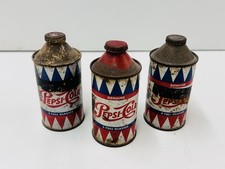 Lot Of 3: Vintage 1950s Pepsi-Cola Single Dot Cone Top Soda Cans