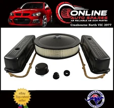 Holden Black V8 Engine Kit Rocker Covers W/308+ Air Filter+ Bretaher+Gaskets 308