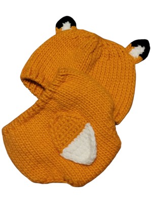 Baby Fox Knit Photo Prop Costume Diaper Cover And Hat