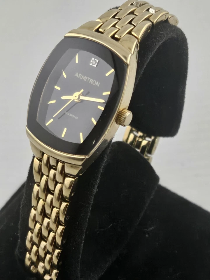 Женские кварцевые часы Armitron Diamond 75/5195 GP новый аккумулятор работает позолоченные - Изображение 4 из 4