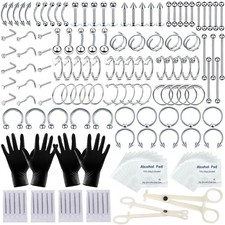 154PCS Mixed-pack Nose Piercing Kits for All Piercings,Stainless Steel...