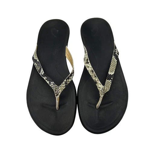 REEBOK OluKai Infradito Donna Taglia 10 Comodo Stampa Animalier Sandalo Pelle