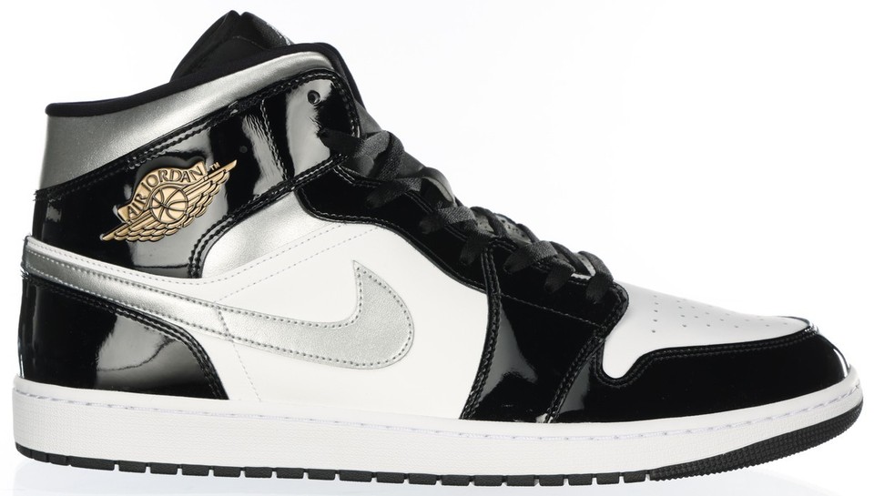 Jordan 1 SE Mid Black White Metallic Silver for Sale
