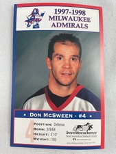 IHL 1997-98 Milwaukee Admirals Hockey Postcard #04-Don McSween