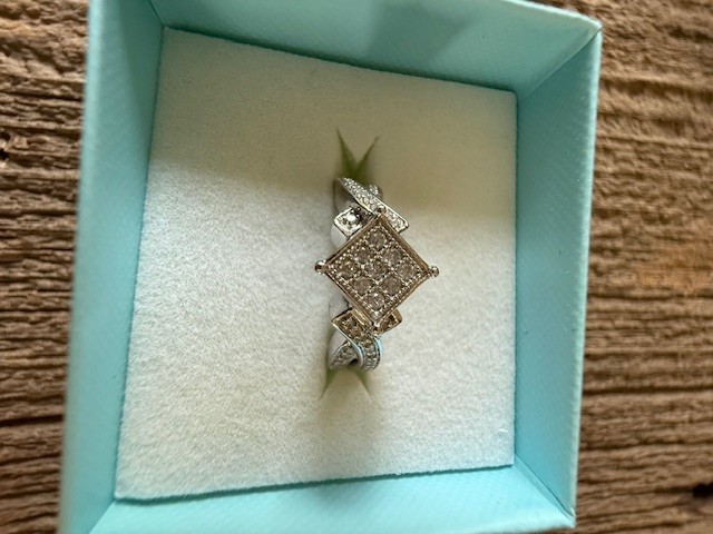 Diamond Twisted Split Shank Sterling Silver Ring - image 7