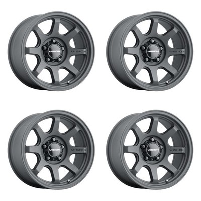 (Set of 4) Vision Off-Road 351 Flow 17x9 5x150 +0 Satin Black Wheels Rims