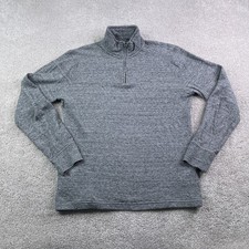 J Crew Mens Sweater Medium Grey Double Knit Quarter Zip Pullover Sweatshirt