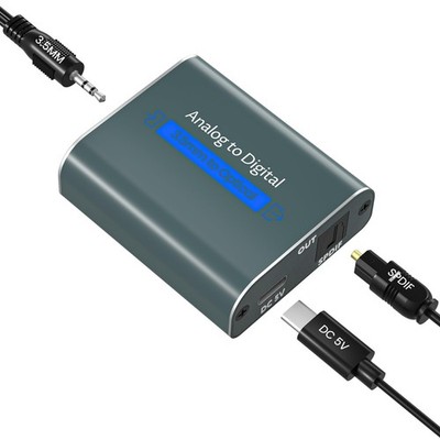 Analog to Digital Converter 96Khz 3.5mm Jack AUX to Optical Audio Adapter Alu...