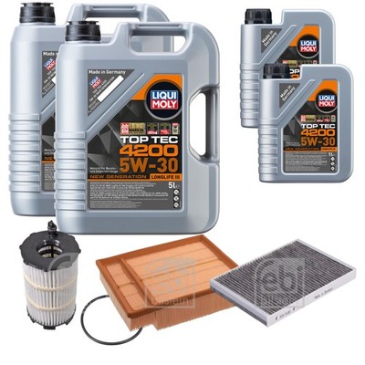 FEBI Inspektionspaket 12L Liqui Moly Top Tec 4200 5W-30 für Audi A4 Cabriolet
