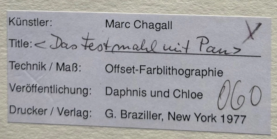 Marc Chagall "Daphnis & Chloe" Pan's Banquet Offset Litografía 1977 Braziller Foto 4 de 4
