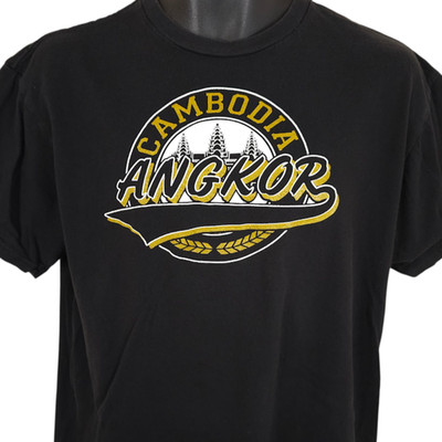 Angkor Wat T Shirt Mens Size Large Black Cambodia Travel Destination Tee