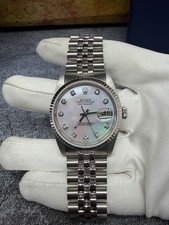 Rolex 36MM Datejust Steel Jubilee Fluted Custom Diamond MOP Dial - 16234